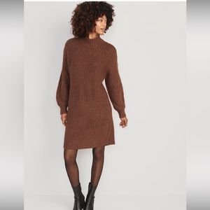 Old Navy Small Tall Brown Long Sleeve Mock Neck Sweater Shift Dress